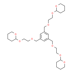ChemSpider 2D Image | 2,2',2''-[Benzene-1,3,5-triyltris(methyleneoxy-2,1-ethanediyloxy)]tris(tetrahydro-2H-pyran) | C30H48O9