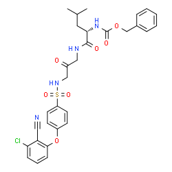 ChemSpider 2D Image | N~2~-[(Benzyloxy)carbonyl]-N-[3-({[4-(3-chloro-2-cyanophenoxy)phenyl]sulfonyl}amino)-2-oxopropyl]-L-leucinamide | C30H31ClN4O7S