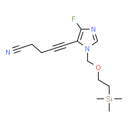 ChemSpider 2D Image | 5-(4-Fluoro-1-{[2-(trimethylsilyl)ethoxy]methyl}-1H-imidazol-5-yl)-4-pentynenitrile | C14H20FN3OSi