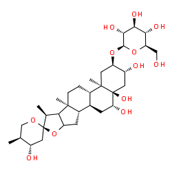 ChemSpider 2D Image | (2alpha,3beta,5alpha,6beta,16xi,17xi,24S,25S)-3,5,6,24-Tetrahydroxyspirostan-2-yl beta-D-glucopyranoside | C33H54O12