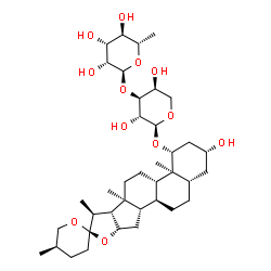 ChemSpider 2D Image | (1beta,3beta,5alpha,25R)-3-Hydroxyspirostan-1-yl 3-O-(6-deoxy-alpha-L-mannopyranosyl)-alpha-L-arabinopyranoside | C38H62O12