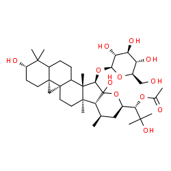ChemSpider 2D Image | (3beta,5xi,8xi,9beta,15alpha,23R,24S)-15-(beta-D-Glucopyranosyloxy)-3,16,25-trihydroxy-16,23-epoxy-9,19-cyclolanostan-24-yl acetate | C38H62O12