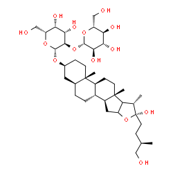ChemSpider 2D Image | (3beta,5alpha,16xi,17xi,22R,25R)-22,26-Dihydroxyfurostan-3-yl 2-O-beta-D-glucopyranosyl-beta-D-galactopyranoside | C39H66O14
