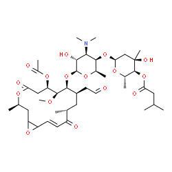 ChemSpider 2D Image | [(2S,3S,4R,6S)-6-[(2R,3R,4R,5R,6S)-6-[[(3R,7R,8S,9S,10R,12R,14E)-7-acetoxy-8-methoxy-3,12-dimethyl-5,13-dioxo-10-(2-oxoethyl)-4,17-dioxabicyclo[14.1.0]heptadec-14-en-9-yl]oxy]-4-dimethylamino-5-hydroxy-2-methyl-tetrahydropyran-3-yl]oxy-4-hydroxy-2,4-dimethyl-tetrahydropyran-3-yl] 3-methylbutanoate | C42H67NO16