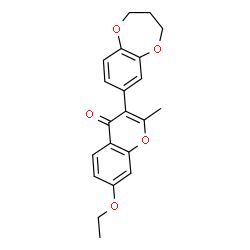 ChemSpider 2D Image | 3-(3,4-Dihydro-2H-1,5-benzodioxepin-7-yl)-7-ethoxy-2-methyl-4H-chromen-4-one | C21H20O5