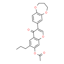 ChemSpider 2D Image | 3-(3,4-Dihydro-2H-1,5-benzodioxepin-7-yl)-4-oxo-6-propyl-4H-chromen-7-yl acetate | C23H22O6