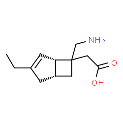 ChemSpider 2D Image | [(1S,5R)-6-(Aminomethyl)-3-ethylbicyclo[3.2.0]hept-3-en-6-yl]acetic acid | C12H19NO2