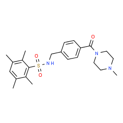 ChemSpider 2D Image | 2,3,5,6-Tetramethyl-N-{4-[(4-methyl-1-piperazinyl)carbonyl]benzyl}benzenesulfonamide | C23H31N3O3S