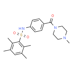 ChemSpider 2D Image | 2,3,5,6-Tetramethyl-N-{4-[(4-methyl-1-piperazinyl)carbonyl]phenyl}benzenesulfonamide | C22H29N3O3S