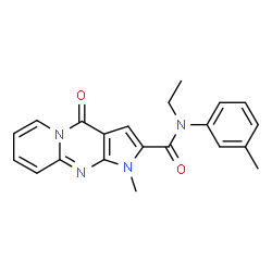 ChemSpider 2D Image | N-Ethyl-1-methyl-N-(3-methylphenyl)-4-oxo-1,4-dihydropyrido[1,2-a]pyrrolo[2,3-d]pyrimidine-2-carboxamide | C21H20N4O2