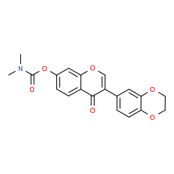 ChemSpider 2D Image | 3-(2,3-Dihydro-1,4-benzodioxin-6-yl)-4-oxo-4H-chromen-7-yl dimethylcarbamate | C20H17NO6