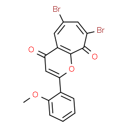 ChemSpider 2D Image | 6,8-Dibromo-2-(2-methoxyphenyl)cyclohepta[b]pyran-4,9-dione | C17H10Br2O4