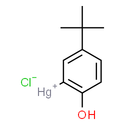 ChemSpider 2D Image | [2-Hydroxy-5-(2-methyl-2-propanyl)phenyl]mercury(1+) chloride | C10H13ClHgO