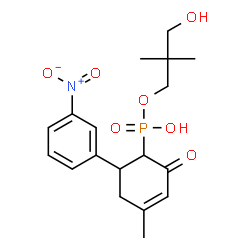 ChemSpider 2D Image | 3-Hydroxy-2,2-dimethylpropyl hydrogen [4-methyl-6-(3-nitrophenyl)-2-oxo-3-cyclohexen-1-yl]phosphonate | C18H24NO7P