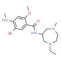 ChemSpider 2D Image | 5-Bromo-N-(1-ethyl-4-methyl-1,4-diazepan-6-yl)-2-methoxy-4-(methylamino)benzamide | C17H27BrN4O2