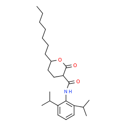 ChemSpider 2D Image | N-(2,6-Diisopropylphenyl)-6-heptyl-2-oxotetrahydro-2H-pyran-3-carboxamide | C25H39NO3