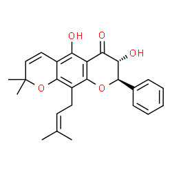 ChemSpider 2D Image | (7R,8R)-5,7-Dihydroxy-2,2-dimethyl-10-(3-methyl-2-buten-1-yl)-8-phenyl-7,8-dihydro-2H,6H-pyrano[3,2-g]chromen-6-one | C25H26O5