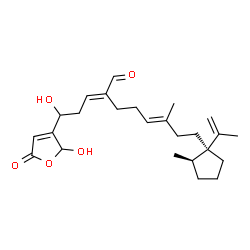 ChemSpider 2D Image | (2E,5E)-2-[3-Hydroxy-3-(2-hydroxy-5-oxo-2,5-dihydro-3-furanyl)propylidene]-8-[(1R,2R)-1-isopropenyl-2-methylcyclopentyl]-6-methyl-5-octenal | C25H36O5