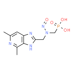 ChemSpider 2D Image | ({[(4,6-Dimethyl-3H-imidazo[4,5-c]pyridin-2-yl)methyl](nitroso)amino}methyl)phosphonic acid | C10H14N5O4P