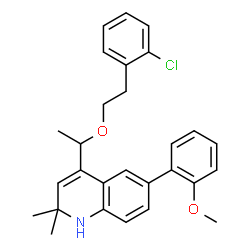 ChemSpider 2D Image | 4-{1-[2-(2-Chlorophenyl)ethoxy]ethyl}-6-(2-methoxyphenyl)-2,2-dimethyl-1,2-dihydroquinoline | C28H30ClNO2