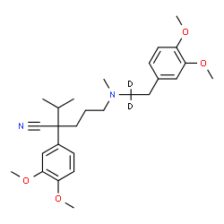 ChemSpider 2D Image | 2-(3,4-Dimethoxyphenyl)-5-{[2-(3,4-dimethoxyphenyl)(1,1-~2~H_2_)ethyl](methyl)amino}-2-isopropylpentanenitrile | C27H36D2N2O4