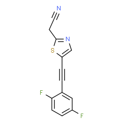 ChemSpider 2D Image | {5-[(2,5-Difluorophenyl)ethynyl]-1,3-thiazol-2-yl}acetonitrile | C13H6F2N2S