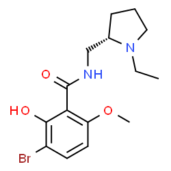 ChemSpider 2D Image | 3-Bromo-N-{[(2S)-1-ethyl-2-pyrrolidinyl]methyl}-2-hydroxy-6-methoxybenzamide | C15H21BrN2O3