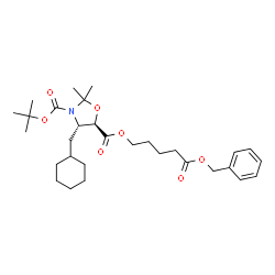 ChemSpider 2D Image | 5-[5-(Benzyloxy)-5-oxopentyl] 3-(2-methyl-2-propanyl) (4S,5R)-4-(cyclohexylmethyl)-2,2-dimethyl-1,3-oxazolidine-3,5-dicarboxylate | C30H45NO7