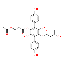 ChemSpider 2D Image | 3',4,4'',6'-Tetrahydroxy-5'-{[(3S)-3-hydroxybutanoyl]oxy}-1,1':4',1''-terphenyl-2'-yl (3S)-3-acetoxybutanoate | C28H28O11