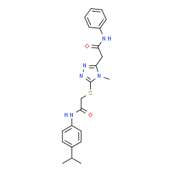 ChemSpider 2D Image | 2-{[5-(2-Anilino-2-oxoethyl)-4-methyl-4H-1,2,4-triazol-3-yl]sulfanyl}-N-(4-isopropylphenyl)acetamide | C22H25N5O2S