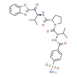 ChemSpider 2D Image | N-(4-Sulfamoylbenzoyl)-L-valyl-N-[(2S)-1-(1,3-benzoxazol-2-yl)-3-methyl-1-oxo-2-butanyl]-L-prolinamide | C29H35N5O7S