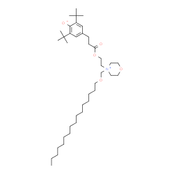ChemSpider 2D Image | 4-[3-(2-{4-[(Hexadecyloxy)methyl]morpholin-4-ium-4-yl}ethoxy)-3-oxopropyl]-2,6-bis(2-methyl-2-propanyl)phenolate | C40H71NO5
