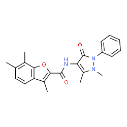 ChemSpider 2D Image | N-(1,5-Dimethyl-3-oxo-2-phenyl-2,3-dihydro-1H-pyrazol-4-yl)-3,6,7-trimethyl-1-benzofuran-2-carboxamide | C23H23N3O3