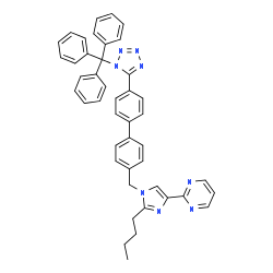 ChemSpider 2D Image | 2-(2-Butyl-1-{[4'-(1-trityl-1H-tetrazol-5-yl)-4-biphenylyl]methyl}-1H-imidazol-4-yl)pyrimidine | C44H38N8