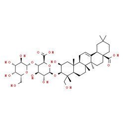 ChemSpider 2D Image | (2beta,3beta,18alpha)-2,23,28-Trihydroxy-28-oxoolean-12-en-3-yl 4-O-beta-D-galactopyranosyl-beta-D-glucopyranosiduronic acid | C42H66O16