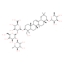 ChemSpider 2D Image | (2S,3S,4S,5R,6R)-6-[[(3S,4S,6aR,6bS,8aR,9R,12aS,14bR)-4-(hydroxymethyl)-4,6a,6b,8a,11,11,14b-heptamethyl-9-[(2R,3R,4R,5R,6S)-3,4,5-trihydroxy-6-methyl-tetrahydropyran-2-yl]oxy-1,2,3,4a,5,6,7,8,9,10,12,12a,14,14a-tetradecahydropicen-3-yl]oxy]-5-[(2S,3R,4S,5R,6R)-4,5-dihydroxy-6-(hydroxymethyl)-3-[(2R,3R,4R,5R,6S)-3,4,5-trihydroxy-6-methyl-tetrahydropyran-2-yl]oxy-tetrahydropyran-2-yl]oxy-3,4-dihydroxy-tetrahydropyran-2-carboxylic acid | C54H88O22