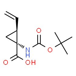 ChemSpider 2D Image | (1R,2S)-1-tert-Butoxycarbonylamino-2-vinylcyclopropanecarboxylic acid | C11H17NO4