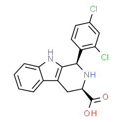 ChemSpider 2D Image | (1R,3R)-1-(2,4-Dichlorophenyl)-2,3,4,9-tetrahydro-1H-beta-carboline-3-carboxylic acid | C18H14Cl2N2O2