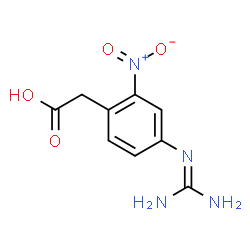 ChemSpider 2D Image | {4-[(Diaminomethylene)amino]-2-nitrophenyl}acetic acid | C9H10N4O4