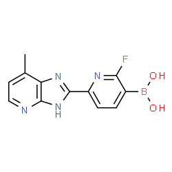 ChemSpider 2D Image | [2-Fluoro-6-(7-methyl-3H-imidazo[4,5-b]pyridin-2-yl)-3-pyridinyl]boronic acid | C12H10BFN4O2