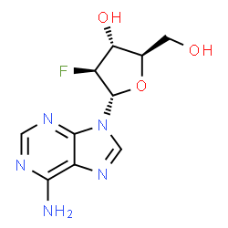 ChemSpider 2D Image | 9-(2-Deoxy-2-fluoro-alpha-D-arabinofuranosyl)-9H-purin-6-amine | C10H12FN5O3