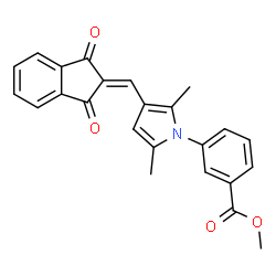 ChemSpider 2D Image | Methyl 3-{3-[(1,3-dioxo-1,3-dihydro-2H-inden-2-ylidene)methyl]-2,5-dimethyl-1H-pyrrol-1-yl}benzoate | C24H19NO4