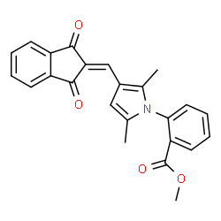ChemSpider 2D Image | Methyl 2-{3-[(1,3-dioxo-1,3-dihydro-2H-inden-2-ylidene)methyl]-2,5-dimethyl-1H-pyrrol-1-yl}benzoate | C24H19NO4