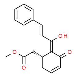 ChemSpider 2D Image | Methyl {(1R,6Z)-6-[(2E)-1-hydroxy-3-phenyl-2-propen-1-ylidene]-5-oxo-3-cyclohexen-1-yl}acetate | C18H18O4