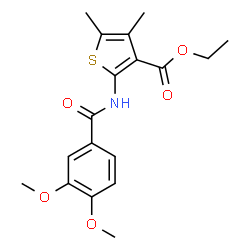 ChemSpider 2D Image | ETHYL 2-((3,4-DIMETHOXYBENZOYL)AMINO)-4,5-DIMETHYL-3-THIOPHENECARBOXYLATE | C18H21NO5S