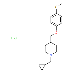 ChemSpider 2D Image | 1-(Cyclopropylmethyl)-4-{[4-(methylsulfanyl)phenoxy]methyl}piperidine hydrochloride (1:1) | C17H26ClNOS