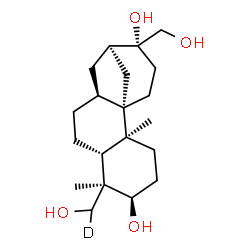 ChemSpider 2D Image | (1S,2S,5R,6R,7R,10S,12R,13R)-13-(Hydroxymethyl)-6-[hydroxy(~2~H_1_)methyl]-2,6-dimethyltetracyclo[10.3.1.0~1,10~.0~2,7~]hexadecane-5,13-diol | C20H33DO4