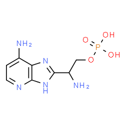 ChemSpider 2D Image | 2-Amino-2-(7-amino-3H-imidazo[4,5-b]pyridin-2-yl)ethyl dihydrogen phosphate | C8H12N5O4P