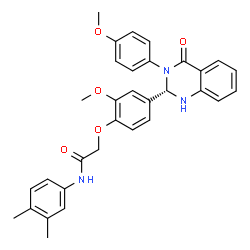ChemSpider 2D Image | N-(3,4-Dimethylphenyl)-2-{2-methoxy-4-[(2S)-3-(4-methoxyphenyl)-4-oxo-1,2,3,4-tetrahydro-2-quinazolinyl]phenoxy}acetamide | C32H31N3O5