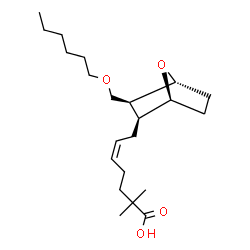 ChemSpider 2D Image | (5Z)-7-{(1S,2S,3S,4R)-3-[(Hexyloxy)methyl]-7-oxabicyclo[2.2.1]hept-2-yl}-2,2-dimethyl-5-heptenoic acid | C22H38O4